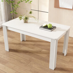 Matteo Modern White Rectangular 4-Seater Dining Table For Kitchen & Dining Room - Easy Assembly Mdf