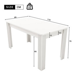 Matteo Modern White Rectangular 4-Seater Dining Table For Kitchen & Dining Room - Easy Assembly Mdf - thumbnail 4