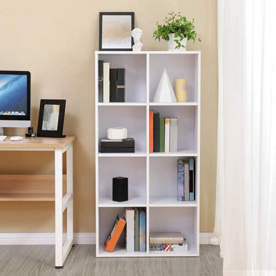 Songmics Shelving Unit, Bookcase, 8-Compartment Wooden Storage Unit, Floor-Standing Organizer, White - image 1