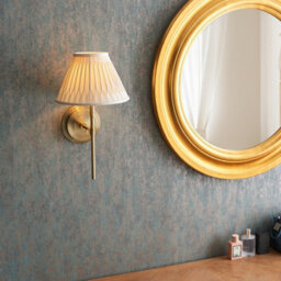 Luminosa Lighting Luminosa Rennes & Chatsworth Wall Lamp With Shade Antique Brass Plate & Ivory Silk - thumbnail 4