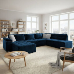 Niko Bis U Shaped Fold Out Corner Sofa Bed For Living Room With Storage Dark Blue Left