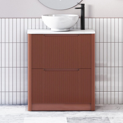 Royal Bathrooms Avenza 800mm Terracotta Clay Floor Standing Countertop Bathroom Vanity Unit 2 Drawer With Breeze Basin - image 1