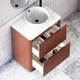 Royal Bathrooms Avenza 800mm Terracotta Clay Floor Standing Countertop Bathroom Vanity Unit 2 Drawer With Breeze Basin - thumbnail 5