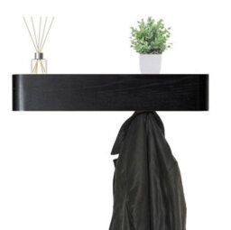 Magna Retail Black Coat Rack Wall Mounted With Shelf And 5 Hidden Hooks Modern Coat Stands For Hallway Solid Wood Veneer Panel - thumbnail 3