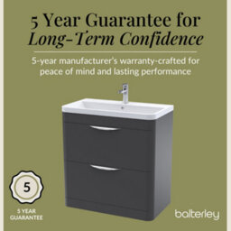 Balterley Wave Contemporary Floor Standing 2 Drawer Bathroom Vanity Unit & Ceramic Basin, Dark Grey, 755mm - thumbnail 4