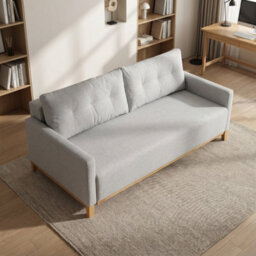 Ariel Fabric Sofa Bed With Foam Wave Springs Wooden Frame Loose Back Cushions Storage 213 X 101 X 91 Cm Light Grey - thumbnail 2