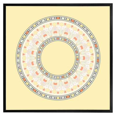 "Andrew Lee Yellow Circle Ornament. Round Frame (Picutre Frame) / 16X16"" / Oak" - image 1