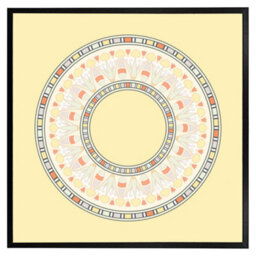 "Andrew Lee Yellow Circle Ornament. Round Frame (Picutre Frame) / 16X16"" / Oak" - thumbnail 2