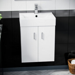 Nes Home 450mm White Ceramic Basin Vanity Mdf Cabinet Bathroom Wall Hung Unit - thumbnail 2