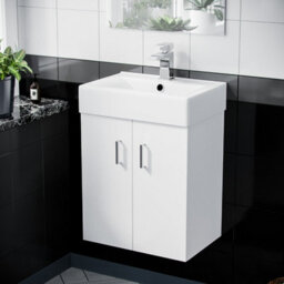 Nes Home 450mm White Ceramic Basin Vanity Mdf Cabinet Bathroom Wall Hung Unit