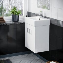 Nes Home 450mm White Ceramic Basin Vanity Mdf Cabinet Bathroom Wall Hung Unit - thumbnail 4