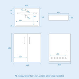 Nes Home 450mm White Ceramic Basin Vanity Mdf Cabinet Bathroom Wall Hung Unit - thumbnail 8