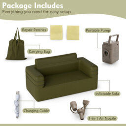 Gainoom Outdoor Inflatable Couch Multifunctional Blow Up Air Sofa Chair-Green - thumbnail 7