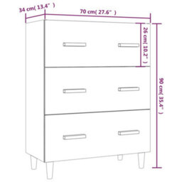 Berkfield Classic Sideboard Smoked Oak 70X34X90 Cm Engineered Wood - thumbnail 8