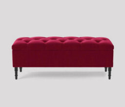 150Cm Swiss Chesterfield Ottoman Storage Bench- Plush Velvet Shoe Bench - Claret Red Upholstery Footstool With Storage