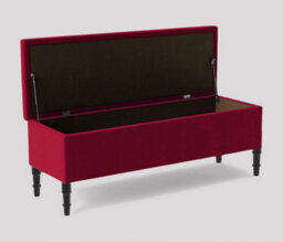 150Cm Swiss Chesterfield Ottoman Storage Bench- Plush Velvet Shoe Bench - Claret Red Upholstery Footstool With Storage - thumbnail 2
