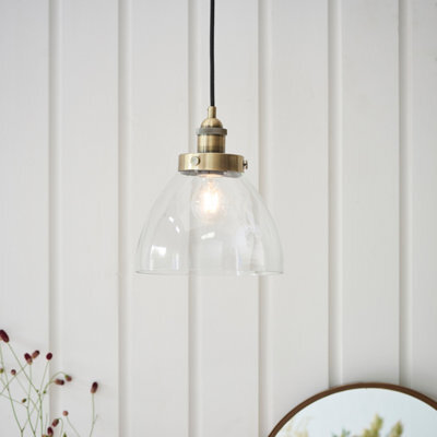 Anson Lighting Pampa Pendant Light Finished In Antique Brass Plate And Clear Glass - image 1