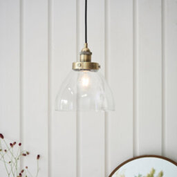 Anson Lighting Pampa Pendant Light Finished In Antique Brass Plate And Clear Glass - thumbnail 1