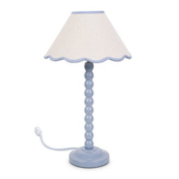 Valuelights Bobbles Powder Blue Bobbin Table Lamp With Blue Trim Scallop Shade - thumbnail 2