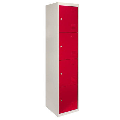 MonsterShop Metal Storage Lockers - Four Doors, Red - image 1