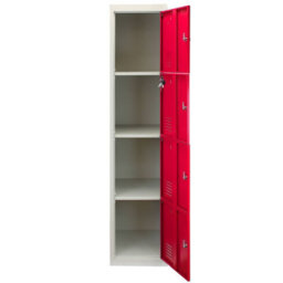 MonsterShop Metal Storage Lockers - Four Doors, Red - thumbnail 4