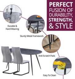 Hallowood Furniture Cullompton Large 160Cm Oval Table With 6 Grey High Back Chairs - thumbnail 2