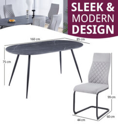 Hallowood Furniture Cullompton Large 160Cm Oval Table With 6 Grey High Back Chairs - thumbnail 3