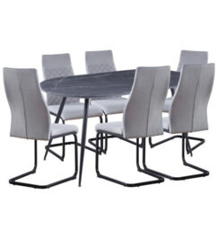 Hallowood Furniture Cullompton Large 160Cm Oval Table With 6 Grey High Back Chairs - thumbnail 8