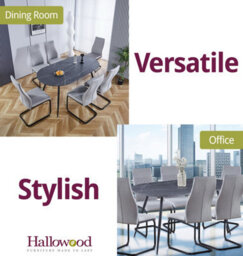 Hallowood Furniture Cullompton Large 160Cm Oval Table With 6 Grey High Back Chairs - thumbnail 6
