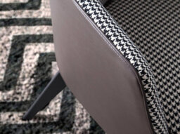 Angel Cerda Stylish Black And White Fabric Armchair With Chocolate Brown Leatherette Accents - thumbnail 4
