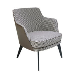 Angel Cerda Stylish Black And White Fabric Armchair With Chocolate Brown Leatherette Accents
