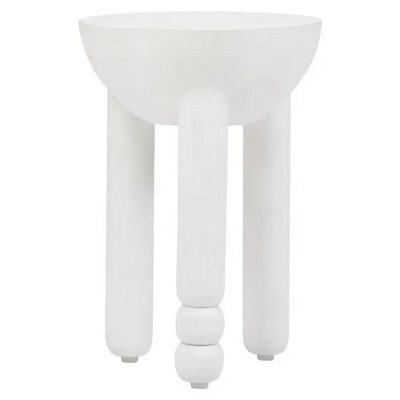 Walsa Whitewash Mango Wood Column Detail Round Side Table D35Cm X H50Cm