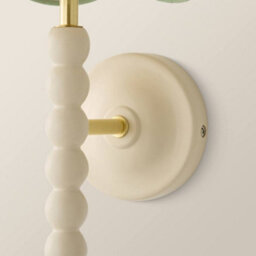 Valuelights Bobbin Cream Bobble Wall Light And Green Trim Linen Lamp Shade - thumbnail 5