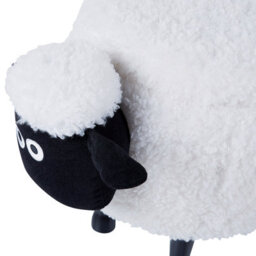 Wyld And Coco Kids Sheep Footstool With Storage - White Faux Fur, Rubberwood Legs, Lift-Up Toy Compartment - thumbnail 9