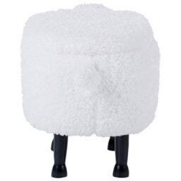 Wyld And Coco Kids Sheep Footstool With Storage - White Faux Fur, Rubberwood Legs, Lift-Up Toy Compartment - thumbnail 6