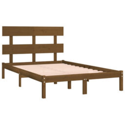 Berkfield Bed Frame Honey Brown Solid Wood 200X200 Cm - thumbnail 4