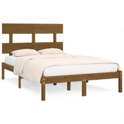 Berkfield Bed Frame Honey Brown Solid Wood 200X200 Cm - thumbnail 2