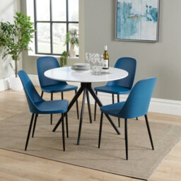 Core Products Aspen White 100Cm Round Dining Table With 4 Blue Plastic Duo Design Chairs - thumbnail 1