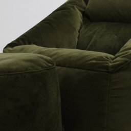icon Natalia Velvet Adults Bean Bag Armchair And Pouffe, Ready Filled Large Beanbag And Footstool Olive Green - thumbnail 5