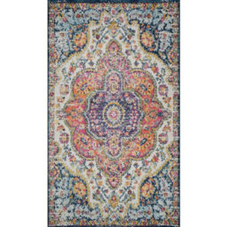 Livabliss Aziz-Vintage Pink Blue Orange Yellow Traditional Boho Living Dining Bedroom Rug 80 X 150 Cm Easy Care, Non Shedding - thumbnail 1