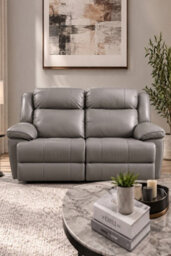 Loft Home Rowan Grey Leather 2 Seater Recliner Sofa - thumbnail 4