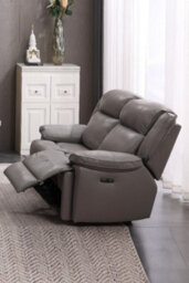Loft Home Rowan Grey Leather 2 Seater Recliner Sofa - thumbnail 5