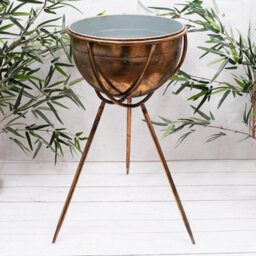 Large Gold Metal Bowl Planters On Legs (9306) - Small - thumbnail 1
