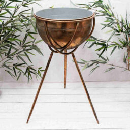 Large Gold Metal Bowl Planters On Legs (9306) - Small - thumbnail 5