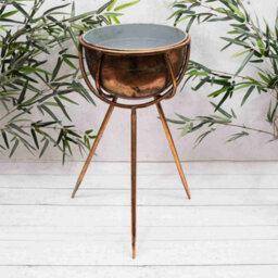 Large Gold Metal Bowl Planters On Legs (9306) - Small - thumbnail 6