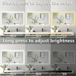 Probaty Bathrooms Mirror 120X60Cm 3-Color Dimmable Led Backlit With Shaver Socket Memory Function,anti-Fog Wall Vanity Mirror - thumbnail 3