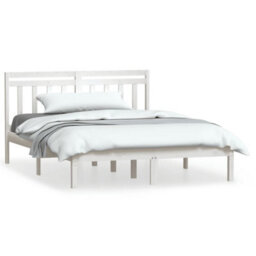 Berkfield Bed Frame White Solid Wood Pine 140X200 Cm - thumbnail 2