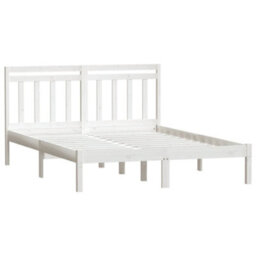 Berkfield Bed Frame White Solid Wood Pine 140X200 Cm - thumbnail 3