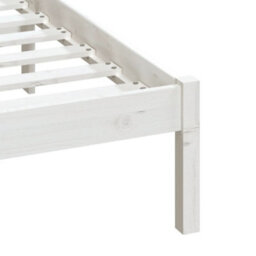Berkfield Bed Frame White Solid Wood Pine 140X200 Cm - thumbnail 7