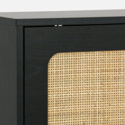 Sweeek - Boheme Black Canework Shoe Cabinet 3 Drawers 1 Door 21 Pairs 120 X 24 X 125 Cm - thumbnail 6
